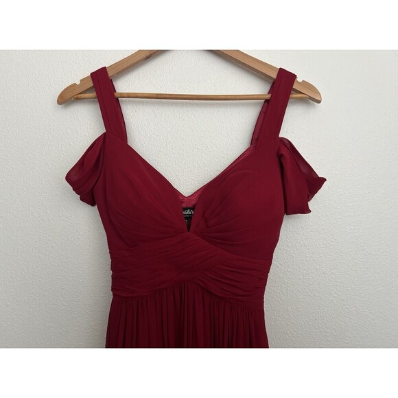 Lulus Red Off-Shoulder Sweetheart Neckline Maxi Dress Slit Front Party Romance - Picture 8 of 13